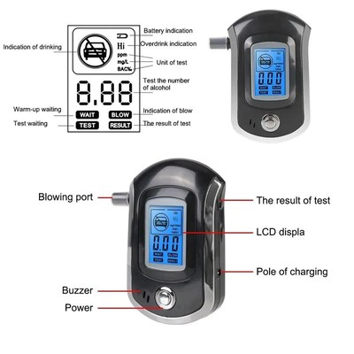 Mini Manual Digital Breath Alcohol Tester LCD Screen Breath