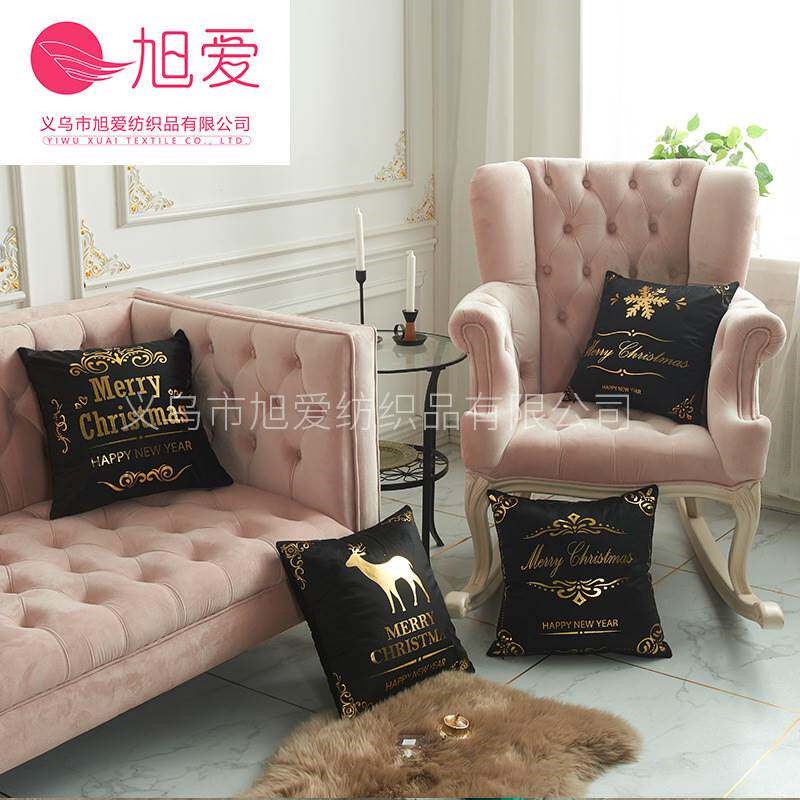 -Home decoration Christmas pillow case gilded sofa office sq图片