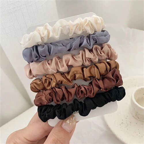 5/6pcs Simple Solid Color Elastics Hair Ties for Women Thick