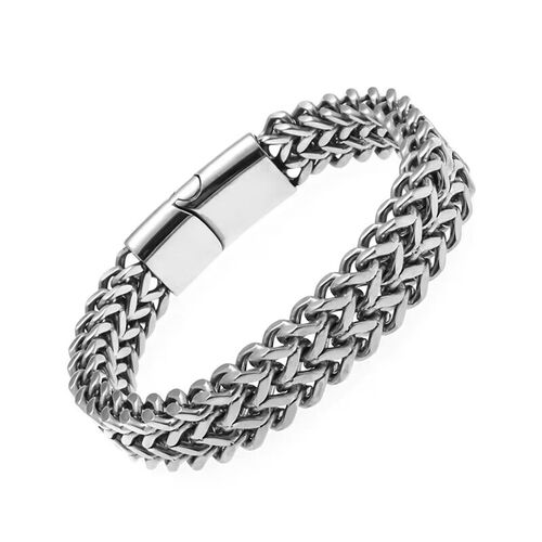 Mens Classic Silver Color Stainless Steel Braided Bracelet M