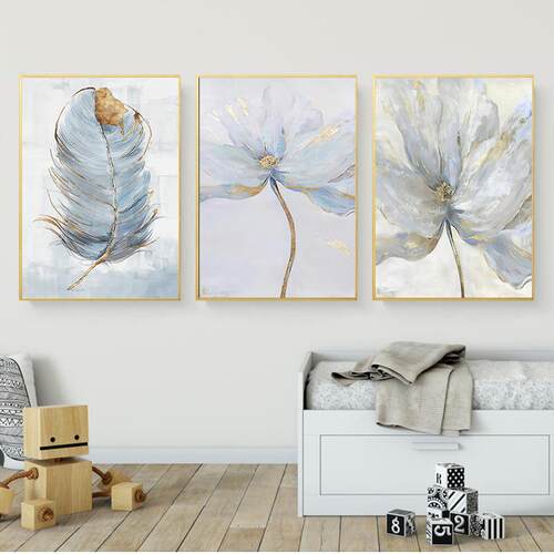 Scandinavian Flower  Art Abstract Painting Print Feather Dec