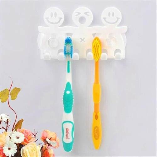 3Pcs Cute Smile Face Toothbrush Holders Stand Wall Sucker