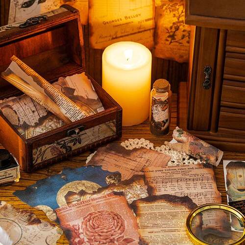 30 Pcs Vintage Material Paper Map fragments Decorative Junk