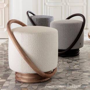 实木化妆凳客厅可坐脚凳卧室梳妆台凳子家具矮凳圆墩可移动圆凳