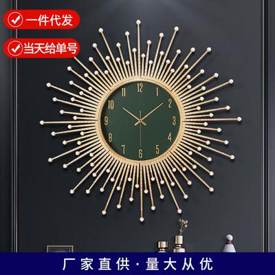 轻奢镀金挂钟现代简约装饰表玄关家用金属时钟21001 21002 21004
