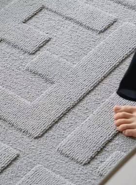 新西兰羊毛灰色立体浮雕硅藻丝客厅地毯轻奢高级卧室素色懒人地毯