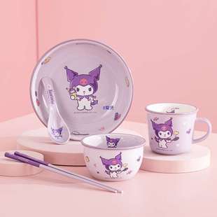 库洛米釉下彩陶瓷餐具家用儿童可爱碗筷碗碟套装一人食饭碗盘组合