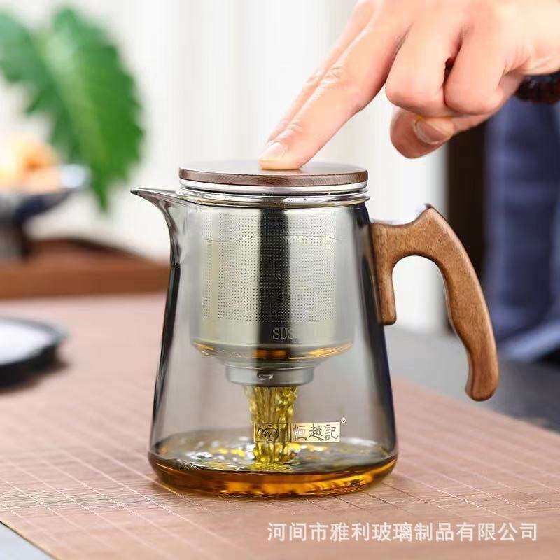 高硼硅玻璃按压无杆滤茶式飘逸杯茶水分离泡茶杯磁吸茶壶家用茶具