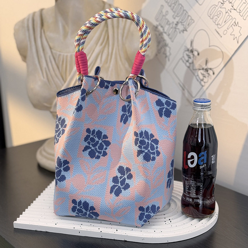 针织手拎包小众设计水桶包托特包手提包休闲百搭单肩包编织便携袋,运动包/户外包/配件,挎包/拎包/休闲包,淘宝优惠券,粉丝福利购,淘宝优惠卷