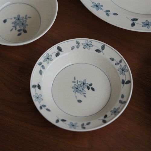 曼叙  青染  陶瓷 手绘卷边青花餐具 餐具碗盘套装家用染付食器