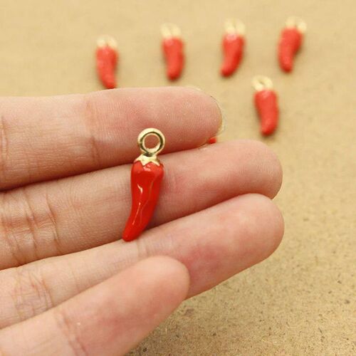 10pcs Red Small Pepper Food Earring Charms Cute Mini Crafts