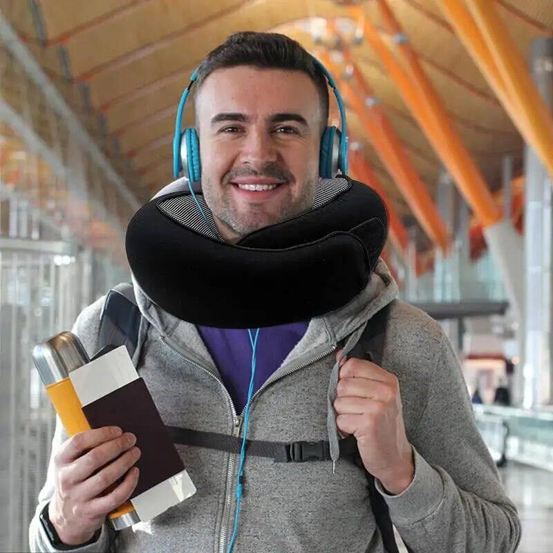 Travel Pillow Memory Foam Neck Support Flight Comfortable He图片