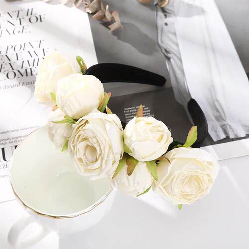 Haimeikang Simulation Rose Headband For Women Romantic Red B
