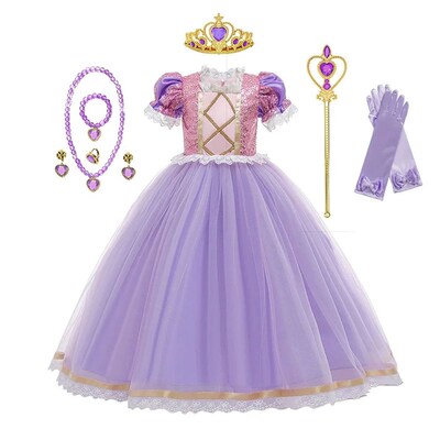 Rapunzel Costume For Girl 2024 Fancy Carnival Party Princess