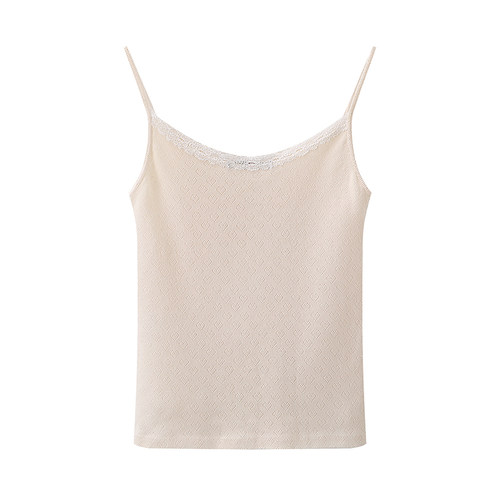 Sweet Women Soft Cotton Camis Lace Patchwork 2022 Summer Fas