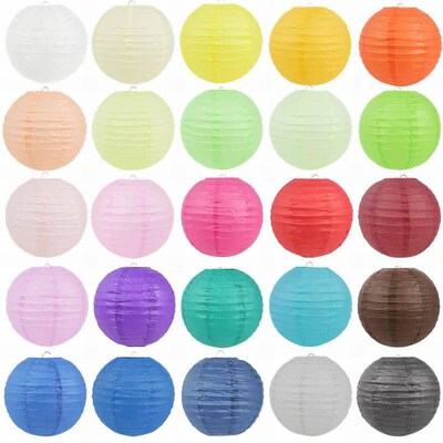 5pcs Round Paper Lantern 4/6/8/10/12inch Multicolor Chinese