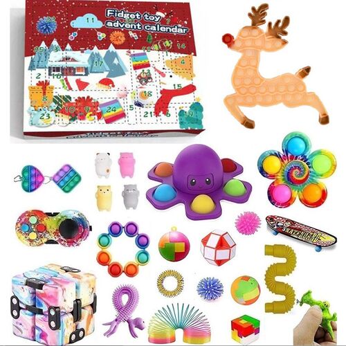1 Set Christmas Advent Countdown Calendar Fidget Toys Kit Po