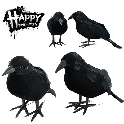 1pc Halloween Black Crow Model Simulation Fake Bird Animal S