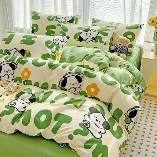 New ins cartoon cotton four-piece set small fresh 100 cotton