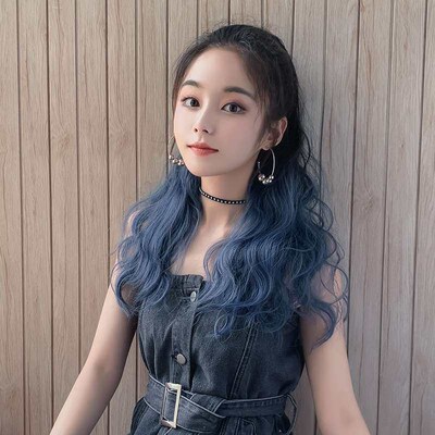 Fashion Wig Horsetail Womens Curly Hair Gradient Long Hair