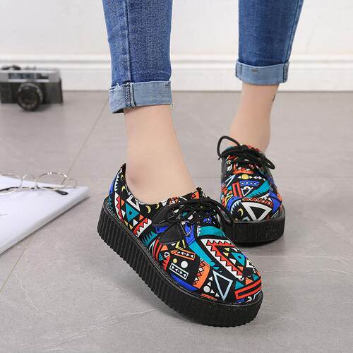 Creeper 2022 Women Flats Lace Up Platform Shoes Autumn Women