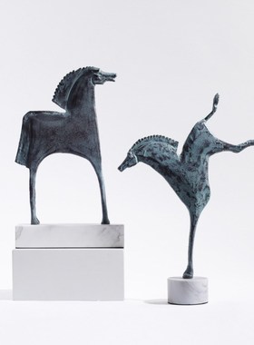 抽象唐马桌面摆设书柜办公室书房摆件中式博古架动物酒柜软装饰品