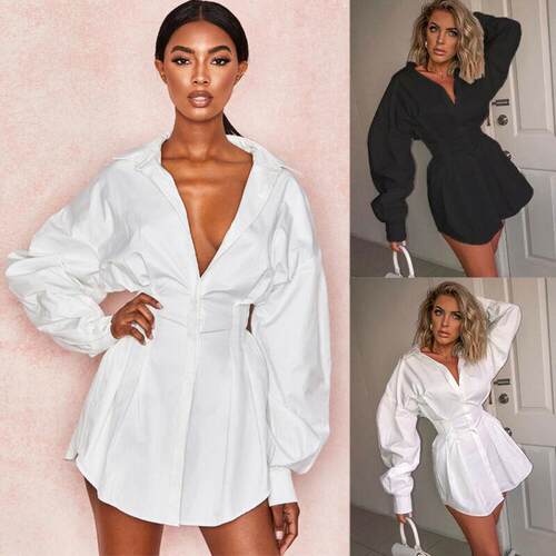 2019 ins French Stylish Slim Blouse Ladies Women Clothes Dee
