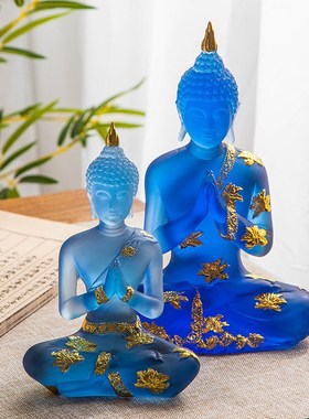 泰国迎宾跪佛桌面前台摆件树脂工艺品泰式风格奶茶店吧台装饰摆件