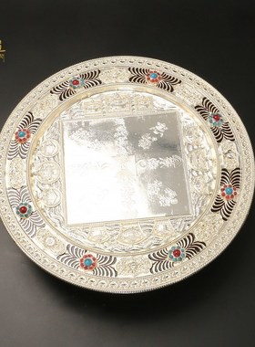 曼扎盘37堆曼茶罗全仿尼泊尔八吉祥摆件带托盘宝石曼达盘供修