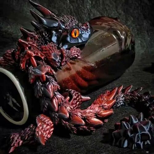 1pc Charming 3D Printed Double-Horned Dragon Figurine with R