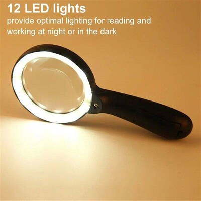 10X  Large Magnifying Glass Illuminated Lighted Magnifier