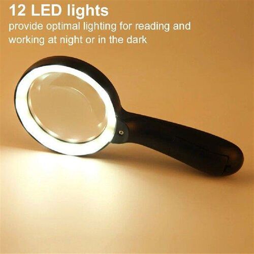 10X  Large Magnifying Glass Illuminated Lighted Magnifier