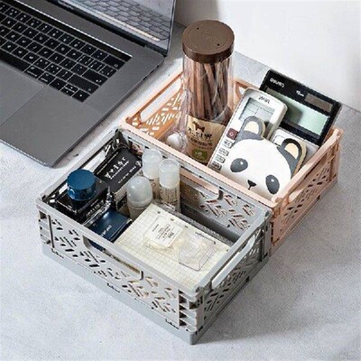 Crate Collapsible Storage Box Plastic Folding Basket Home