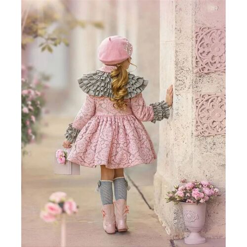 1-12Y Baby Girl Winter Pink Lace Vintage Palace Spanish Turk