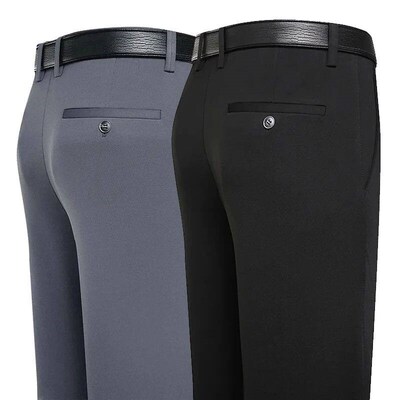Suit Pants Men Business Casual Trousers Formal Dress Straigh