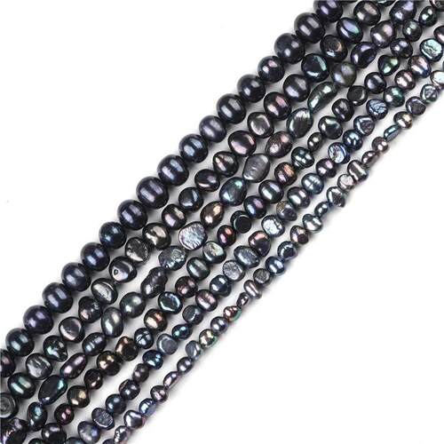 Natural Black Freshwater Pearl Beaded High Quality Rice Roun