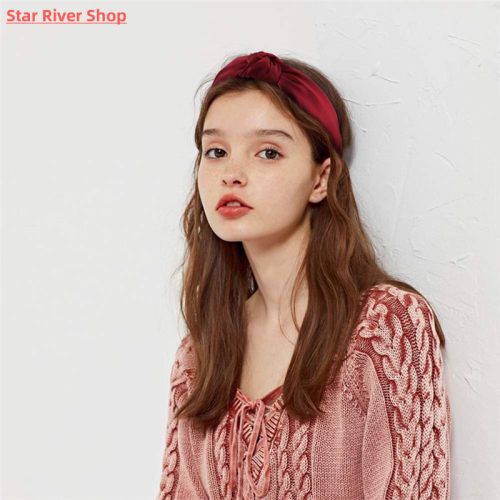 Women Wide Side Headband Twisted Knotted Head Hoop Solid Col