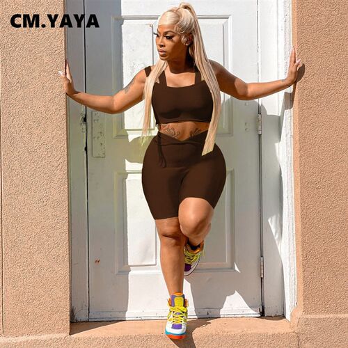CM.YAYA Active Elegant Two 2 Piece Set for Women 2022 Summer