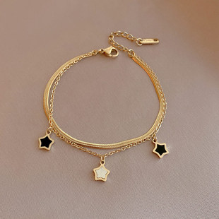 Golden Stainless Layered For Women Bracelet Steel Pendant