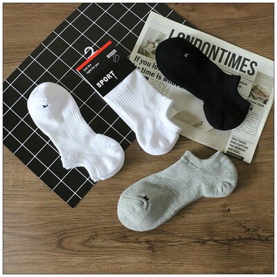 毛巾底袜子男士船袜吸汗防臭纯棉毛圈浅口运动袜男短筒加厚隐形袜