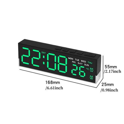 USB Powered Digital Alarm Clock with White Mood Light TEMP W