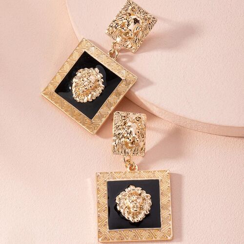 GSOLD ndy Lion Head Dangle Earring Metal Big Dangle Drop Ear