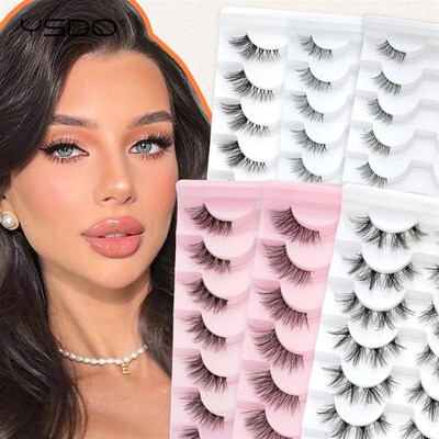 Half False Lashes 7 Pairs Half Faux Mink Eyelashes Soft Natu
