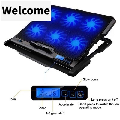 Laptop cooler 2 USB ports and 6 cooling fans laptop radiator