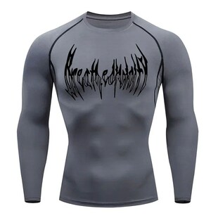 Long Sleeve Mens Shirt Workout Compression Gym 2024 Black