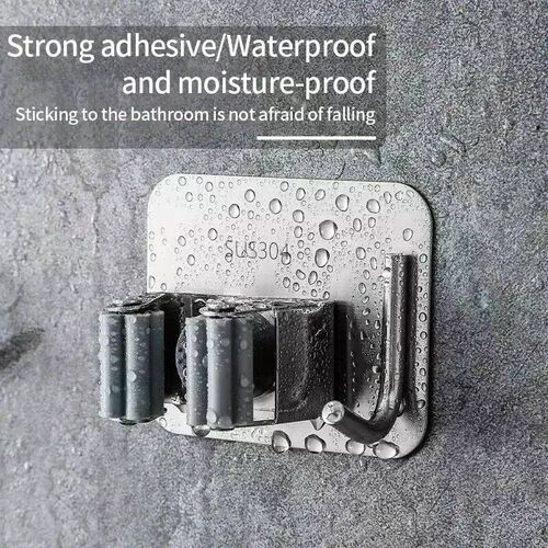 1/2pcs Wall Mounted Mop Organizer Clips Self-Adhesive Bathro
