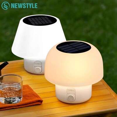 Solar Table Lamp Outdoor Indoor Portable Camping Solar Mushr