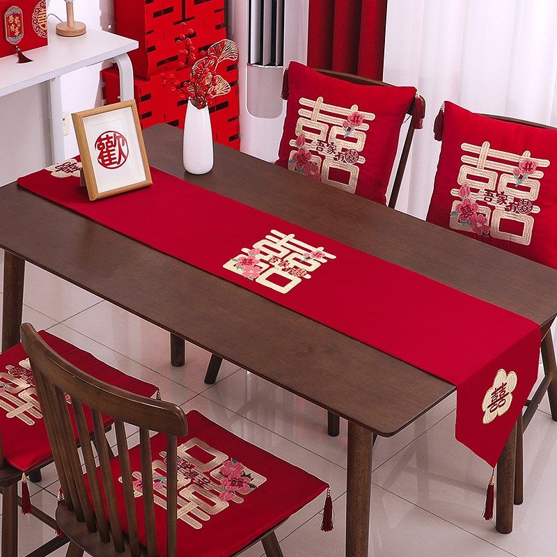 结婚红色桌布婚礼喜字桌旗餐桌茶几台布婚房客厅装饰家用防尘桌垫,居家布艺,桌布,淘宝优惠券,粉丝福利购,淘宝优惠卷