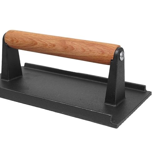 CLS铸铁牛排压肉板烧烤铁板鱿鱼压饼工具家用铸铁圆形条纹压肉板