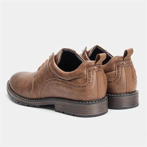 Men Casual Leather Shoes Vintage Burnished Oxfords 复古皮鞋